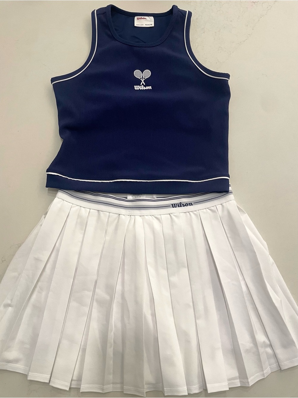 Wilson Navy Blue Tennis Tank Top and White Pleated Skirt (Set)